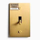 1-Gang Satin Solid Brass Plated Toggle Switch, 15A 120V AC Wall Mount, 3-Way Compatible Vintage Style Single Pole with Faceplate & Switch Module