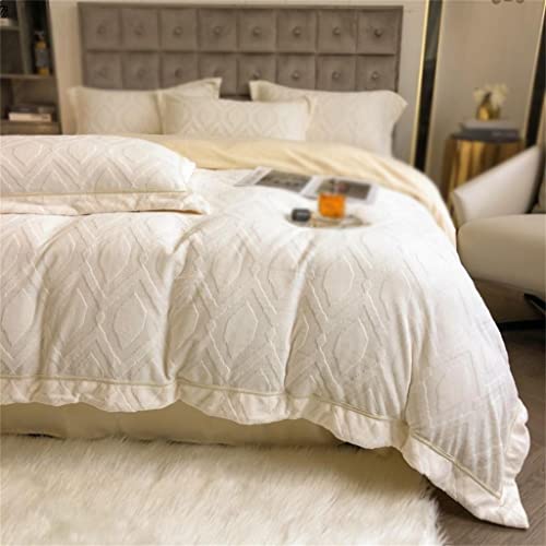 Housse de couette velours gaufré Queen Size 4 pièces parure de lit douce - 2
