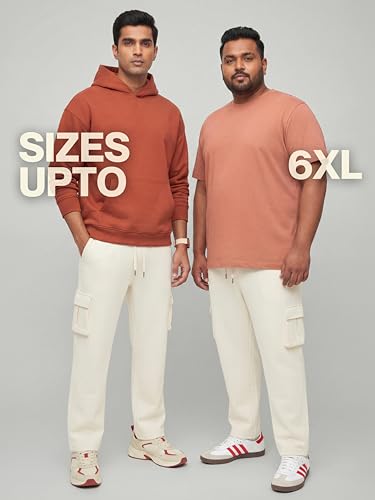 Image of Fflirtygo Mens Cargo Pants Cotton | Track Pants with Zip Pockets | 4 Pocket Joggers | Baggy Lower for Men | Sizes Upto 6XL