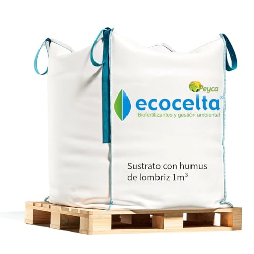 Sustrato Universal con Humus de lombriz y Compost Saco Big Bag 1m³-1000L - Ecocelta.Tierra abonada Ideal para Todo Tipo de Plantas. Apto en Agricultura ecológica.