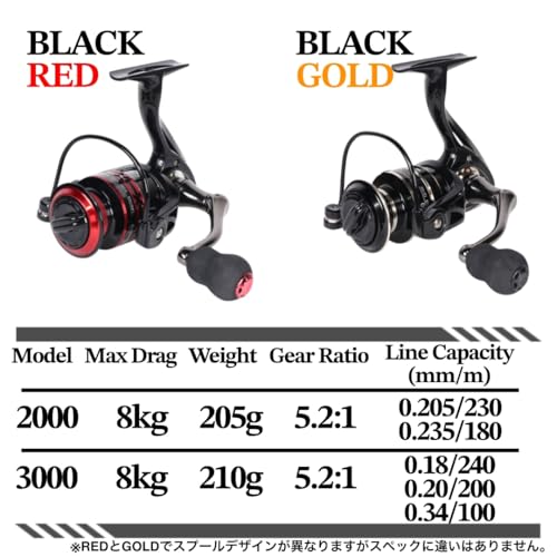 Fi's+7 スピニングリール 各種番手 3000 2000 最大ドラグ力8kg ギア比5.2:1 左右交換ハンドル 14+1BBボールベアリング タイラバ シーバス ロックフィッシュ エギング 青物 アジング メバリング カサゴ トラウト 画像4