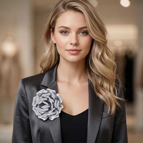 Image of 4.3 inch Red Rose Hair Clip Large Flower Brooches for Women | Charming Flowers Pins for Clothes | Turn Heads with Stylish Rose Hair Clip Flower Brooch Pin for Clothes & Clips for Woman