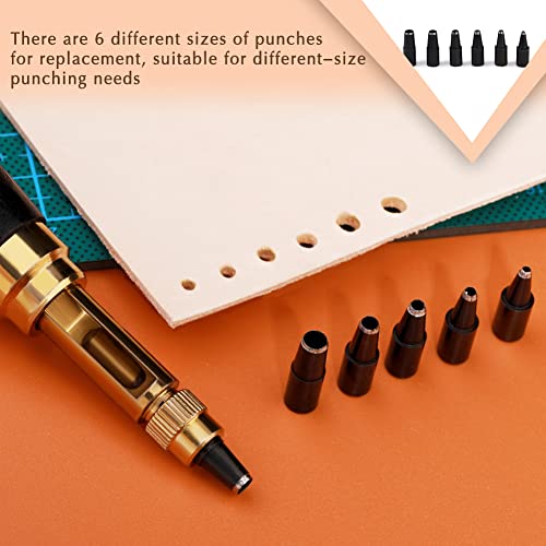 Tlkkue Adjustable Screw Hole Punch Automatic Hole Punch Tool With Black Wooden Handle Bookbinding Tool Leather Hole Punch With 6 Tips Size 1.5Mm/2Mm/2.5Mm/3Mm/3.5Mm/4Mm #TOP3