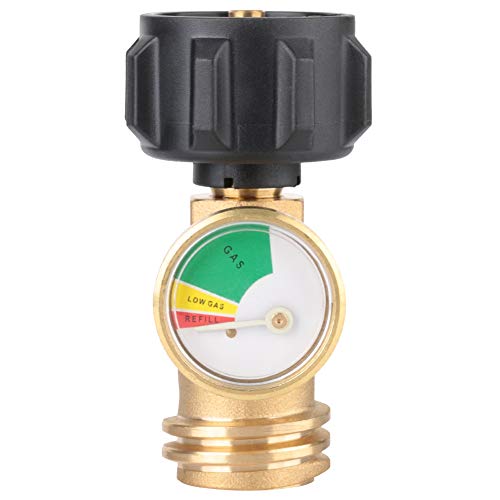 Jadeshay Gas Pressure Gauge - 250 PSI Brass Propane Fuel Tank Adapter BBQ Gas Pressure Meter Gauge