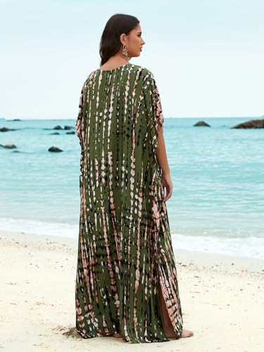 Image of Kaftan Dresses for Women Plus Size Bathing Suit Cover up Caftan Maxi Beach Dresses