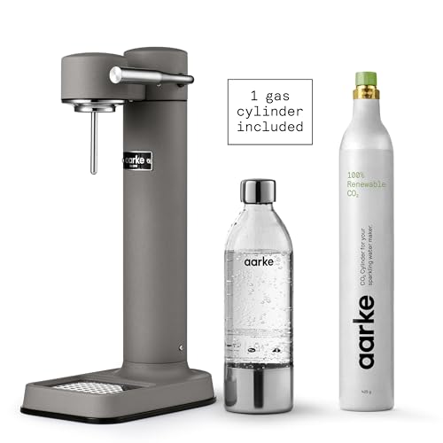 Image of Aarke Carbonator 3 - Sparkling Water Maker & CO2 Cylinder, Matte Grey | CO2 Cylinder Included, Stainless Steel, Cordless Soda Maker for Home, Carbonated Water Machine, BPA-free PET Bottle Included