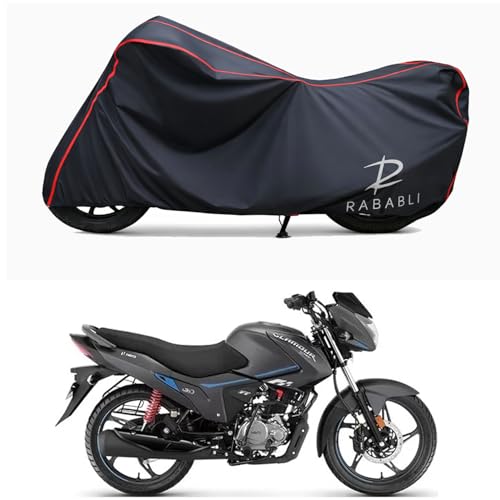 Image of Waterproof Bike Body Cover Compatible for | Hero Glamour Xtec Drum | Taffeta Fabric, Red Piping Design, Bottom Elastic Fit | Dustproof, Sun UV & Rain Protection for All Bikes
