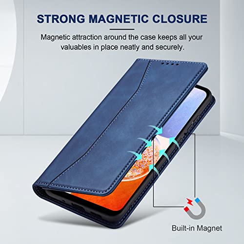 Image of Jasonyu Wallet Case for Samsung Galaxy A14 4G /5G, Flip PU Leather, Blue