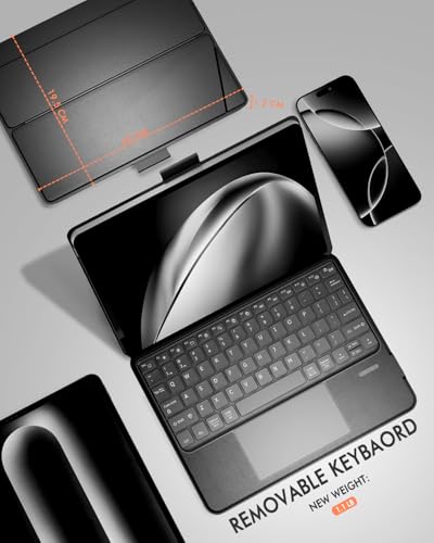 Image of Universal Keyboard Case for 9-11 Inch Tablets, Dual Bluetooth Detachable Keyboard for Android Tablets /iPads /Galaxy Tabs, Magnetic Backlit Keyboard with Washable Adhesive Mount&Any-Angle Stand&Trackpad