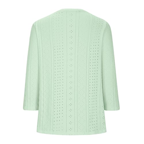 Blusa feminina de manga 3/4 Camiseta Suelta sólida Camisa transpirável Blusa de Cuello Redondo, R-01