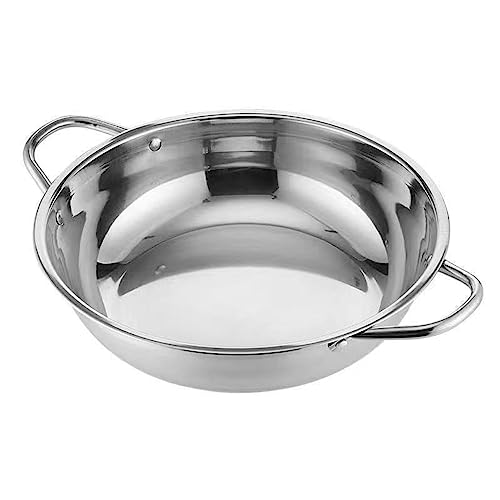 Bafnsiji Sartén de Cocina de Acero Inoxidable, Paella Con Asas, Grande de 32cm, Olla Caliente, Utensilios de Cocina, Compatible Con Inducción