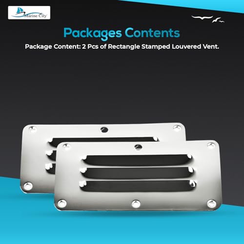 Image of MARINE CITY Stainless-Steel 2-1 /2 inch x 5 inch Rectangle Stamped Louvered Vent