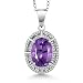 6.54 Ct Oval Natural Purple Amethyst 925 Sterling Silver Ladies Pendant Necklace with 18" Silver Chain