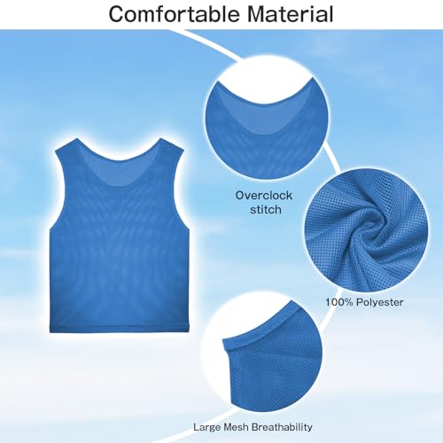Image of 6 Pack Pinnies Team Practice Vests for Child Youth Teen Adult, Mesh Scrimmage Jersey for Soccer Football Basketball