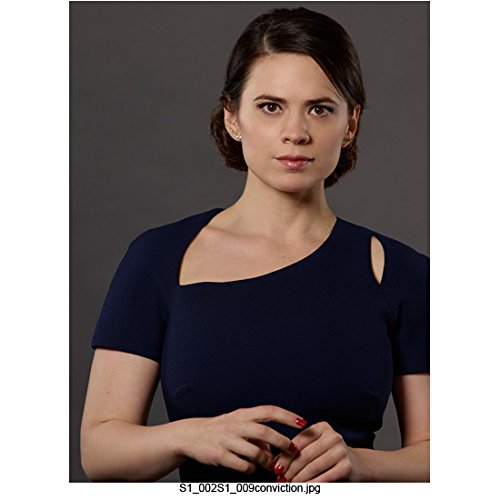 hayley atwell blue dress Conviction (TV Series 2016 Long Sleeve Embellished Cowl