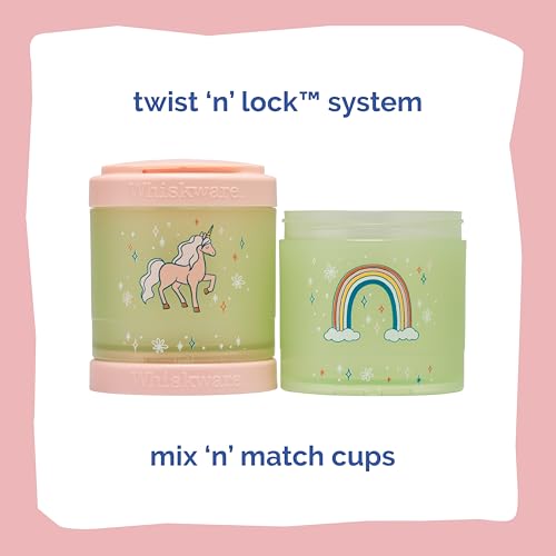 Image of Whiskware Stackable Snack Containers for Kids and Toddlers, 3 Stackable Snack Cups for School or Travel, Unicorn(Pack of 1)