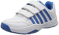 K-Swiss Performance Court Smash Strap Omni, Unisex-Kinder Tennisschuhe, Weiß (White/Brilliant Blue 128M), 33.5 EU (1.5 UK)