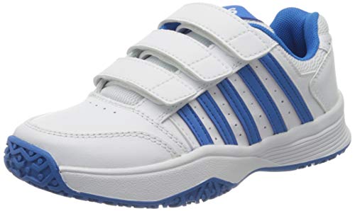 K-Swiss Performance Court Smash Strap Omni, Unisex-Kinder Tennisschuhe, Weiß (White/Brilliant Blue 128M), 33.5 EU (1.5 UK)