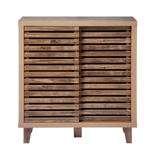 Calicosy Aparador Liam 2 puertas correderas con hojas caladas, decoración de madera