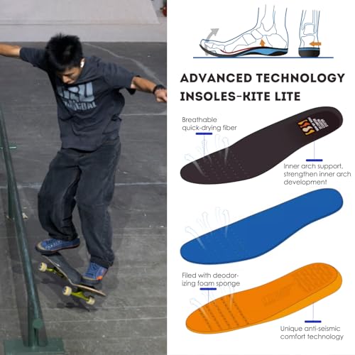 Image of Skateboard Shoes for Men Leather Low Top Pro Skateboarding Training Casual Sneakers