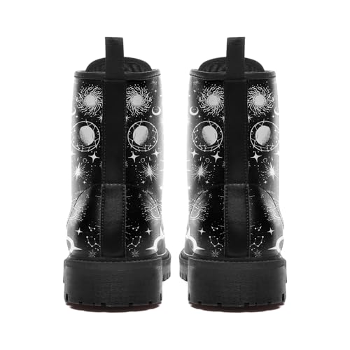 Sun and Moon Fashion Women's Ankle Boots Men's Platform Lace-up Leather Combat Booties Gift Winter Fall Dress Boots4