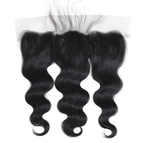 DUAUJUIU Lace Frontal 13x4 Body Wave Transparent Lace Closure Human Hair Frontals Closures Pre Plucked with Natural Hairline Ear to Ear Natural Color Brazilian Hair for Women 16 Inch - Image 3