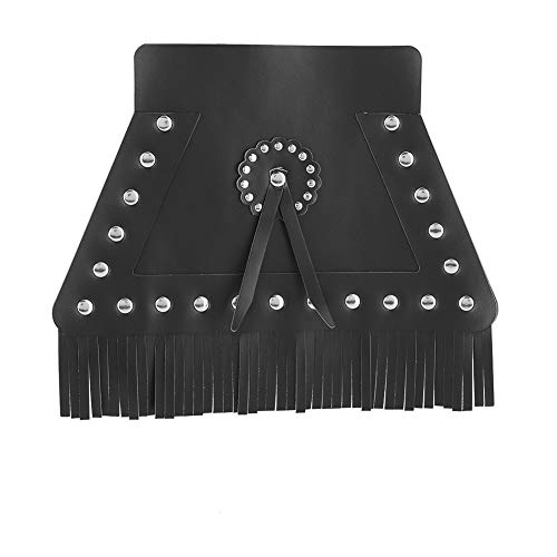 Image of Motorcycle Mud Flap, Fringed Leather Universal Motorcycle Front Flap Mudguard Cover(Black Long)