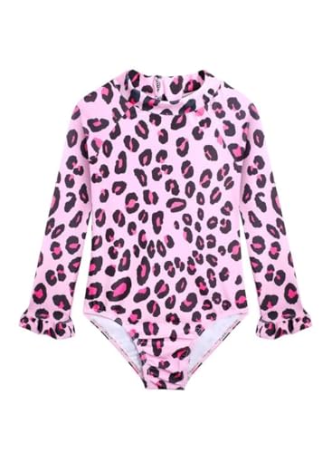 Image of Alakuoti Long Sleeve One Piece Ruffle Swimsuit for Toddler Girls Baby Girl Rashguard Shirt with UPF 50+ Sun Protection