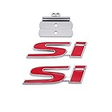 1x Chrome Metal Si Logo Car Front Grille Emblem + 1x 3D Sticker Racing Sport Decal Turbo Badge