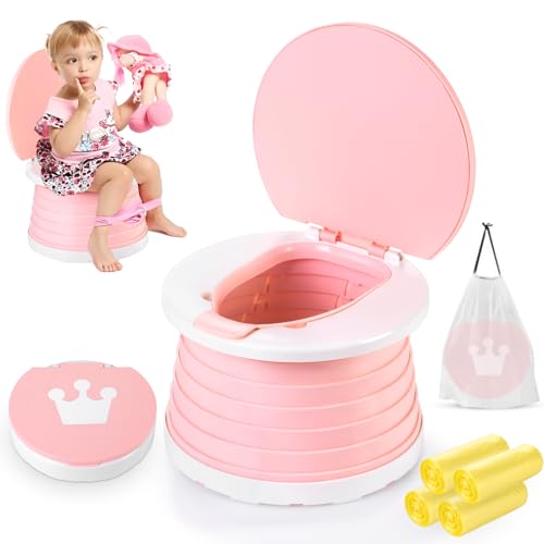 La Mejor Lista de Baño portatil del mes. 47 Orinal de Viaje Portátil para Niños, Asiento Entrenador Baño para Niños, Orinal Plegable para Niñas con 60 Bolsa deAlmacenamiento, Portátil Orinal de Emergencia para Viajes,...