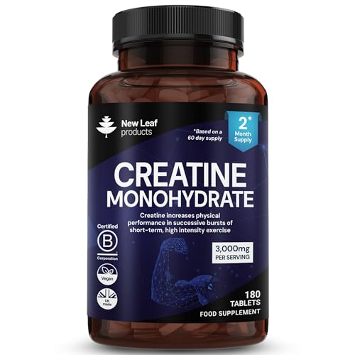 Creatine Monohydrate 3000mg - Micronised for Easy Absorption - Creatine Tablets 180 - Exercise Gym Supplement for Men & Women - Creatine Monohydrate Powder (Not Capsules) 2 Months Supply