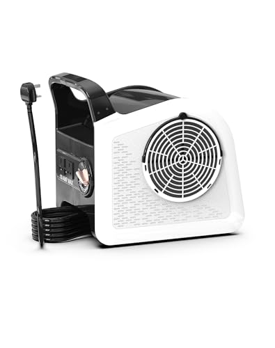 Huilynsen 580W Carpet Dryer Air Mover Fan with Detachable Filter 79 km/h High Velocity Wind 185 Adjustable Airflow Dual Outlets Portable Floor Blower for Workshop Garage Indoor Outdoor Use White