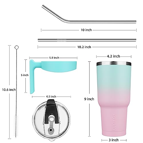 Image of BJPKPK 40 oz Tumbler with Handle & Straw, Insulated Stainless Steel Mug