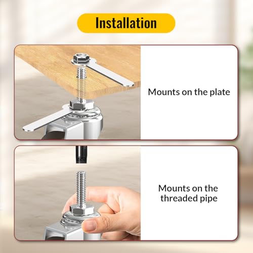 HOLKIE Lenkrollen Rollen für Möbel 25mm Möbelrollen Klein Gummirollen Transportrollen mit Bremsen M6-1 x 20mm (Stem Diameter 6mm Stem Length 20mm) Gesamttragfähigkeit 80kg (4 mit Bremsen und 4 ohne)