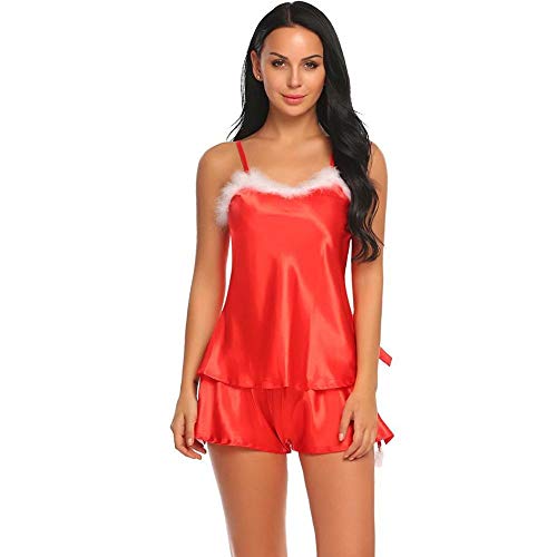 Nuisette babydoll rouge XXL en satin pour femme