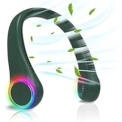 Ventilador Portatil Sin Aspas ITSHINY Ventilador de Cuello, Mini Ventilador Portatil, Ventilador Cuello Sin Aspas, Ventilador USB Recargable Bateria 4000 mAh con Ajustable 3 Velocidades Luz LED para Viajes Deporte Oficina Hogar