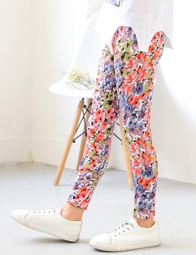 Kiench Girls Printed Leggings Pack of 2 Stretch Yoga Pants for Kids 2-11 Years4