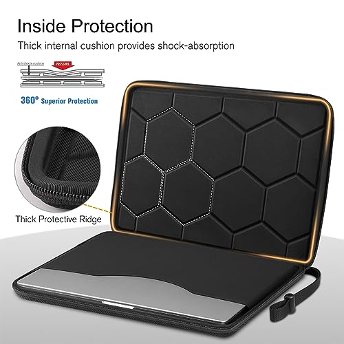 FINPAC 15.6-inch Hard Laptop Sleeve Case Compatible with 15.6 Inch Acer Aspire, Shockproof Computer Carrying Case for 15.6 Inch HP Dell Razer Samsung Laptop Chromebook(Black)