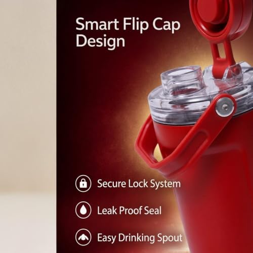 Image of Stainless Steel Protein Sports Shaker Bottle | Leakproof | Red Red | 600ml
