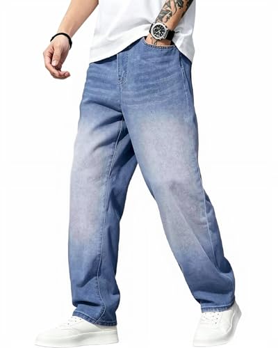 Image of Baggy Jeans for Men Y2K Streetwear Vintage Wide Leg Loose Fit Denim Pants Hip Hop Skater Carpenter Jeans