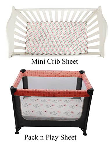 Image of Pack n Play Sheet Stretchy Fitted Portable Mini Crib Sheets Set 3 Pack,Playard Sheets Convertible Playard Mattress Cover,Ultra Soft Jersey Material,Flamingo Elephant & Lion