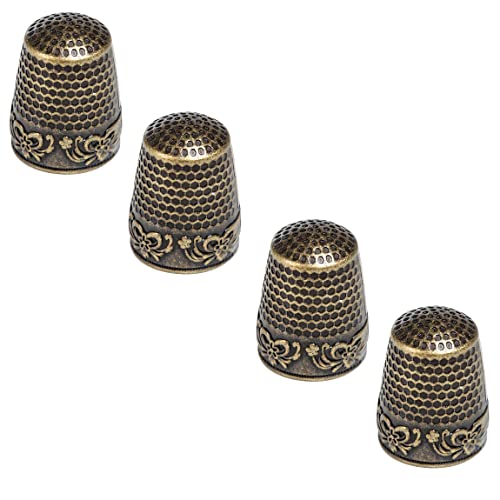 AXEN 4 Pieces Sewing Thimble, Metal Sewing Thimble Finger Protector, Accessories DIY Sewing Tool, Copper