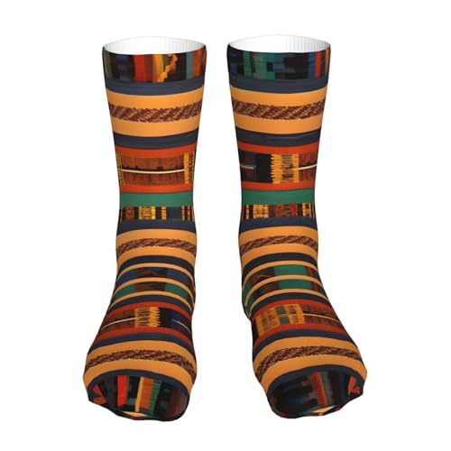 KLJnmbb Calcetines de tubo hasta la rodilla con estampado de tejido africano para hombre y mujer, cómodos, atléticos, uso diario, regalo, viajes, vacaciones