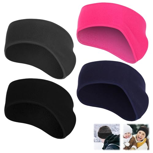 Image of Ear Warmers Headband, KOMAKE 2 Pack Earmuff Headband Fleece Earmuffs Running Headband Winter Ear Covers Moisture Wicking Sweatband Ski Sport Headband For Men & Women (Black+Gray)