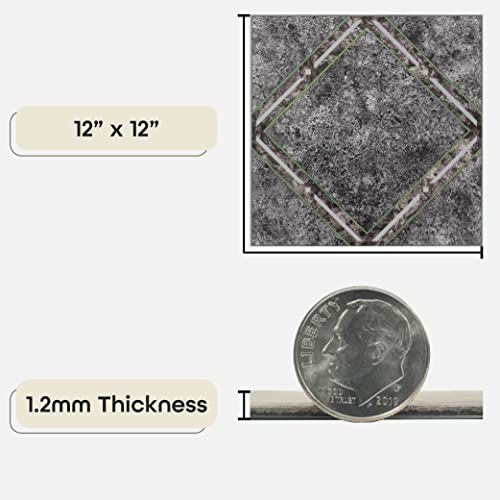Image of Nexus Self Adhesive 12-Inch Vinyl Floor Tiles, 20 Tiles - 12 inch x 12 inch, Metallic Marble Diamond Pattern - Peel & Stick, DIY Flooring for Kitchen, Dining Room, Bedrooms & Bathrooms by Achim Home Decor