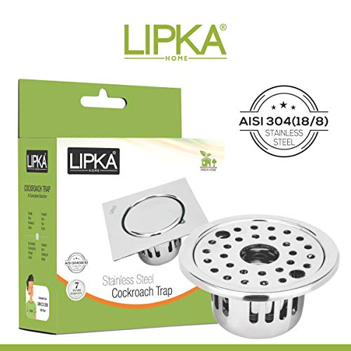 Image of LIPKA Round Floor Drain |304-Grade Stainless Steel |5 Inches| with Cockroach Trap /Jali, Lock & Hole|