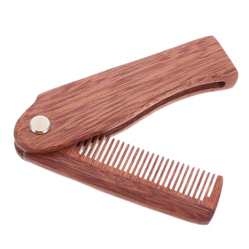 Outanaya Portable Wooden Beard Comb Folding Pocket Hair Comb for and Beard Grooming Texture Practical Design for Go Use for Men