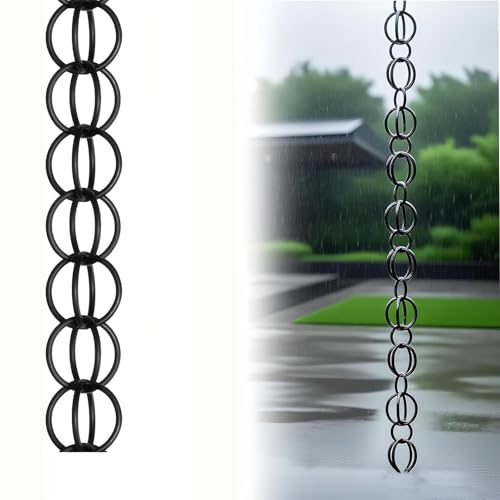 TUPOSTAR Catene Decorative per La Pioggia A Cascata, Anelli per Catene da Appendere per Grondaie E Pluviali, Catene Parapioggia in Alluminio, per Forti Piogge,02,100cm