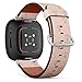 CJBROES Replacement Leather Watch Band, Compatible with Fitbit Versa 3 and Fitbit Sense of Wristband Bracelet Accessory - Pink Design