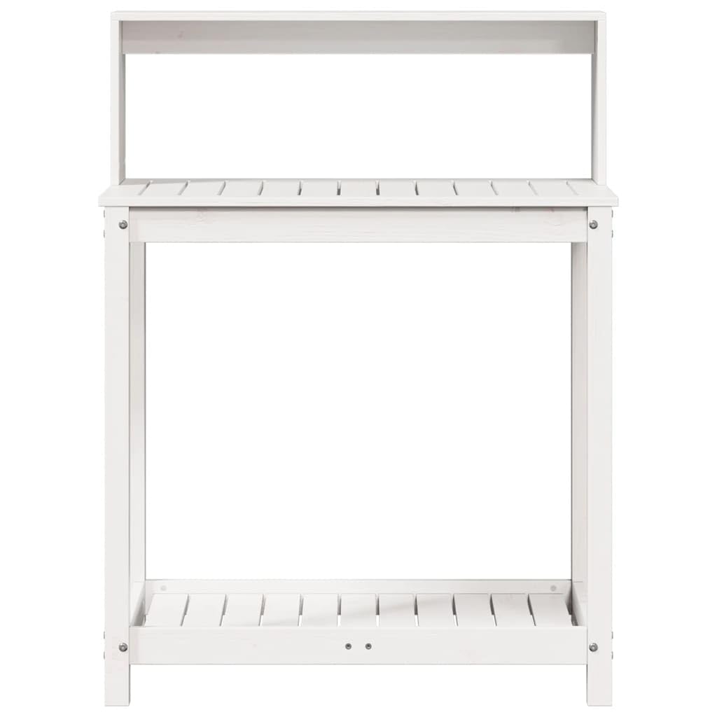 Gecheer Tavolo Invaso con Ripiani,Tavolo da Lavoro per Giardino,Tavolo per Piante in Legno,Banco da Lavoro da Giardino,Tavolo da Esterno,Banco da invasatura,Bianco 82,5x50x109,5 cm Massello Pino